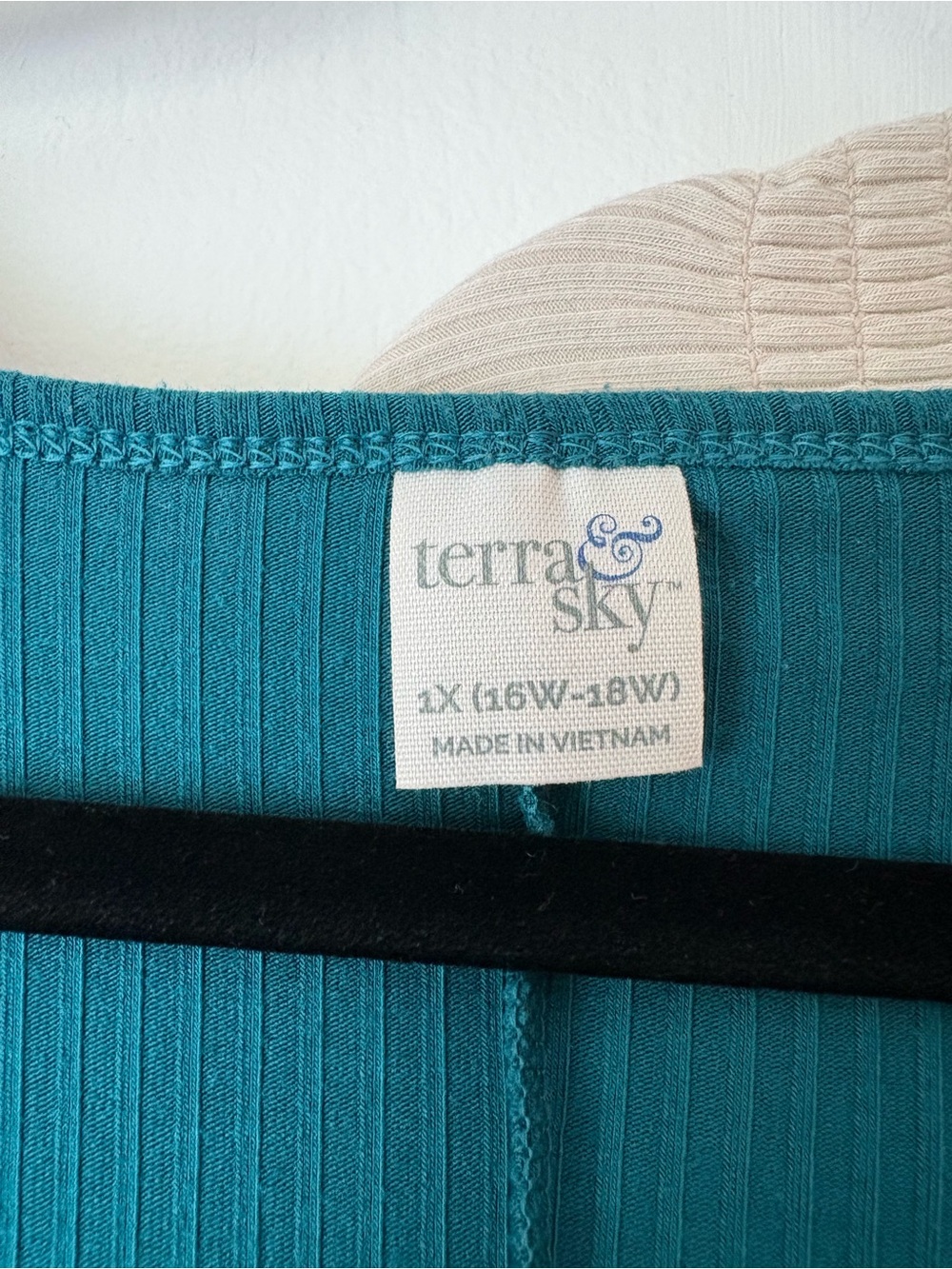 Plus size Terra & Sky Teal Ribbed V-Neck Short Sleeve Tops - Picture 2 of 12